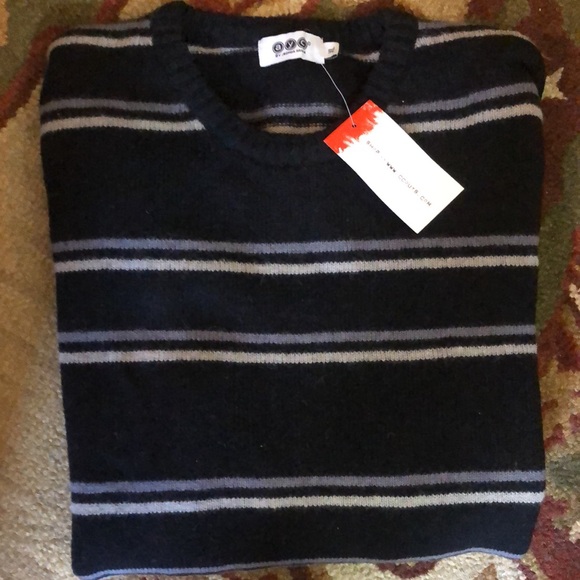 AYC By Joshua Faulk Size XL Wool blend Stripe Clean Graphic $119 NEW - Picture 15 of 15